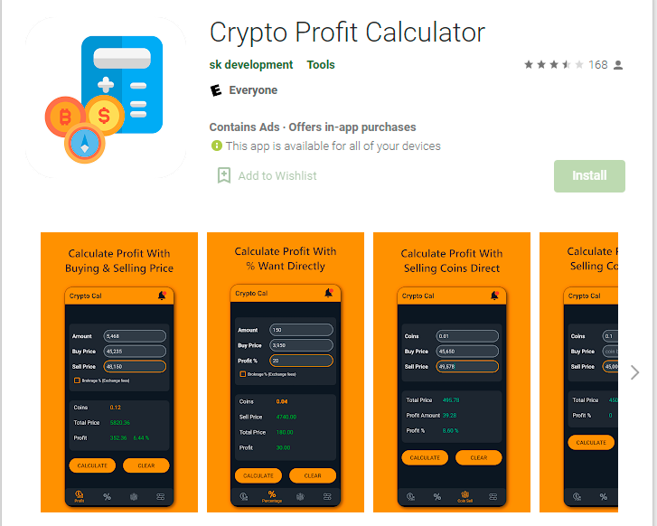 Crypto Profit Calculator - Investment Calculator / P&L estimator