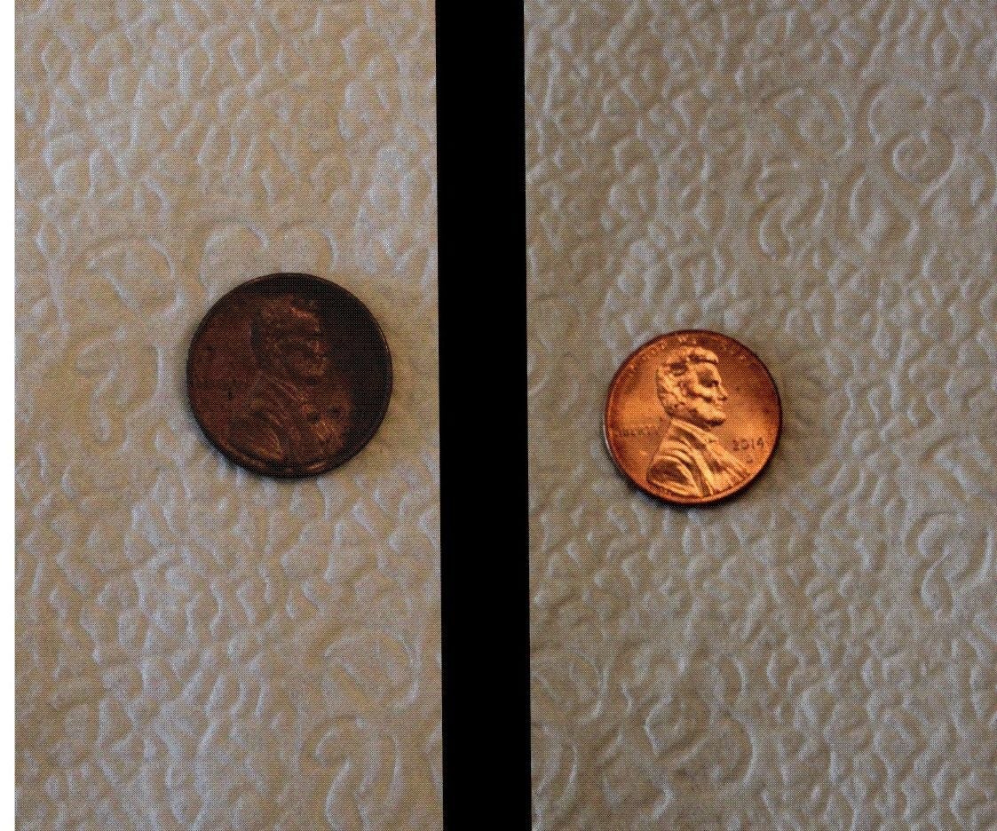 Cleaning copper pennies in vinegar and salt - Inquisitive Little Minds