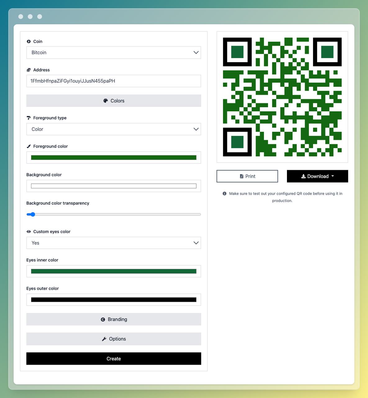 Crypto QR code generator - QR Code Dynamic