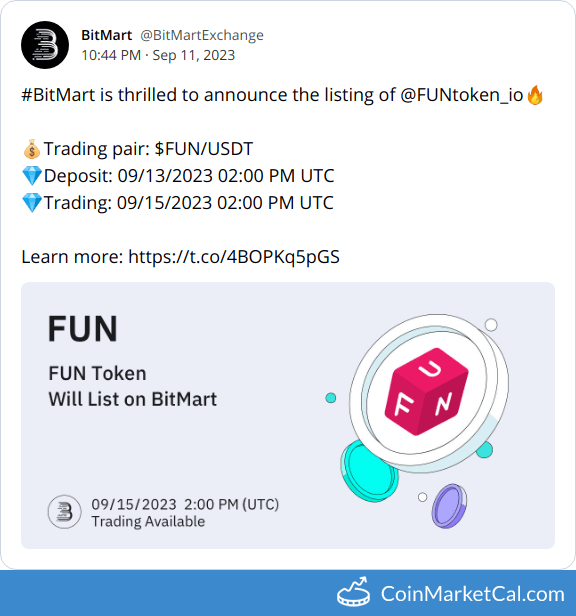 Convert 1 FUN to USDT (1 FUNToken to Tether)