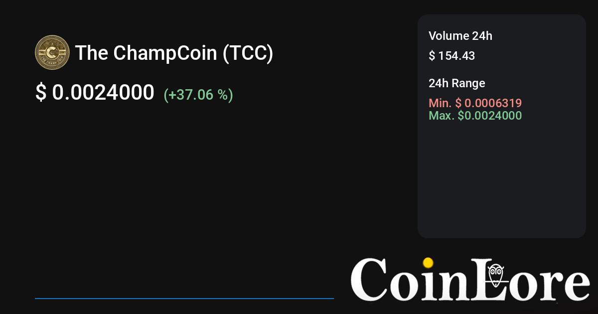 Convert 25 TCC to USD - The ChampCoin to US Dollar Converter | CoinCodex