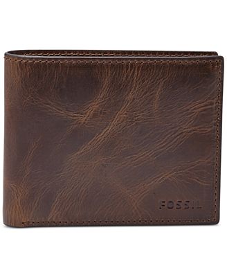 Lids Milwaukee Brewers Fossil Leather Derrick Front Pocket Bifold Wallet - Brown | Hamilton Place