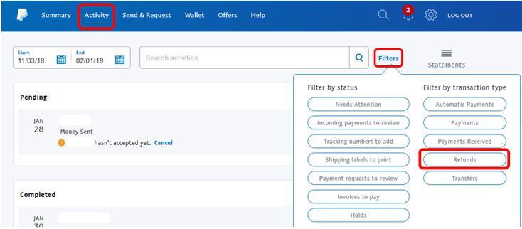 What does the status of my payment or money request mean on my PayPal account? | PayPal CA