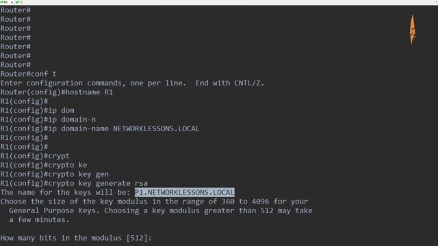 SSH Config and crypto key generate RSA command – Virtual Remote Networking