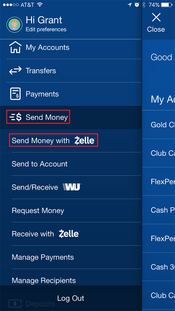 How do I manage my Zelle® preferences to send and receive money?