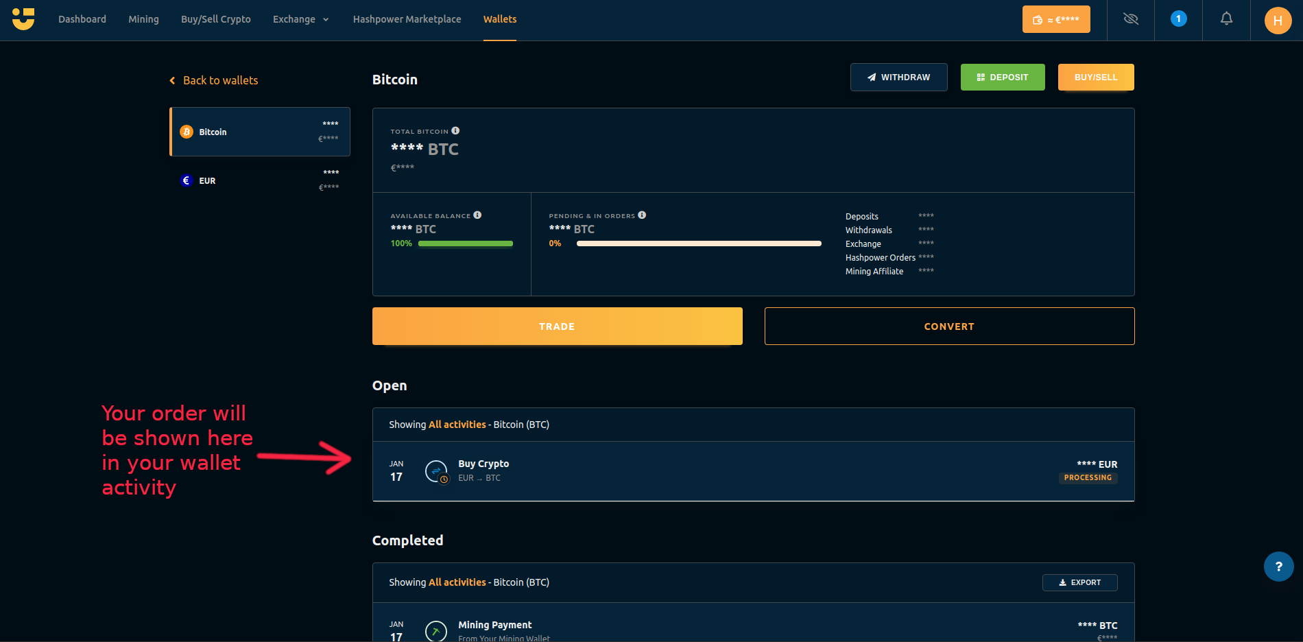 BCH deposit & withdrawal | NiceHash