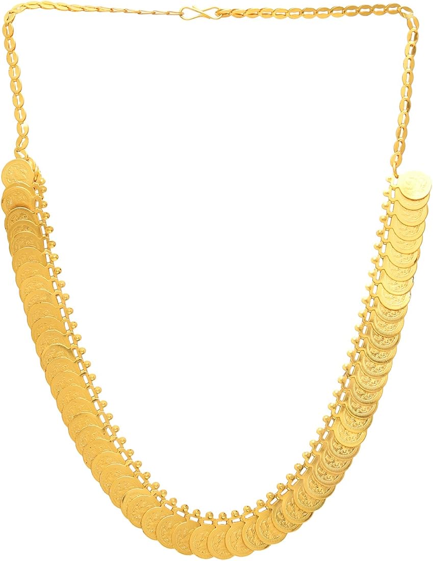 Graceful Gold Tone Lakshmi Coin Design Necklace - Little Fingers India