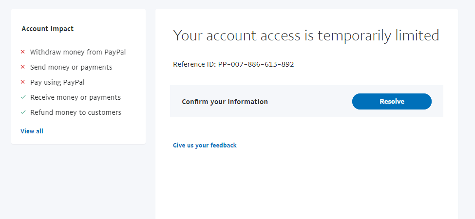 How do I remove a limitation from my account? | PayPal AU