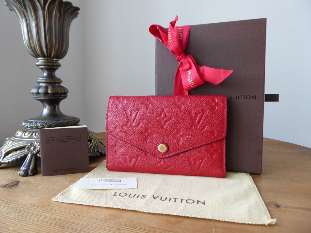 LOUIS VUITTON Emilie Monogram Empreinte Leather Wallet Red