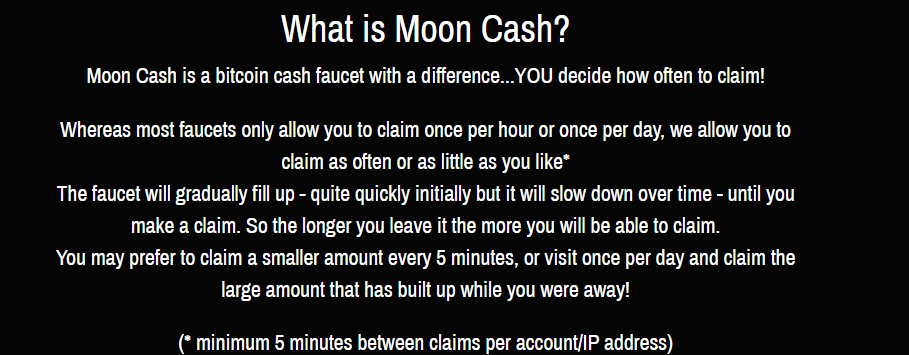 Moon-Cash Review - Earn Bitcoin Cash with Faucet