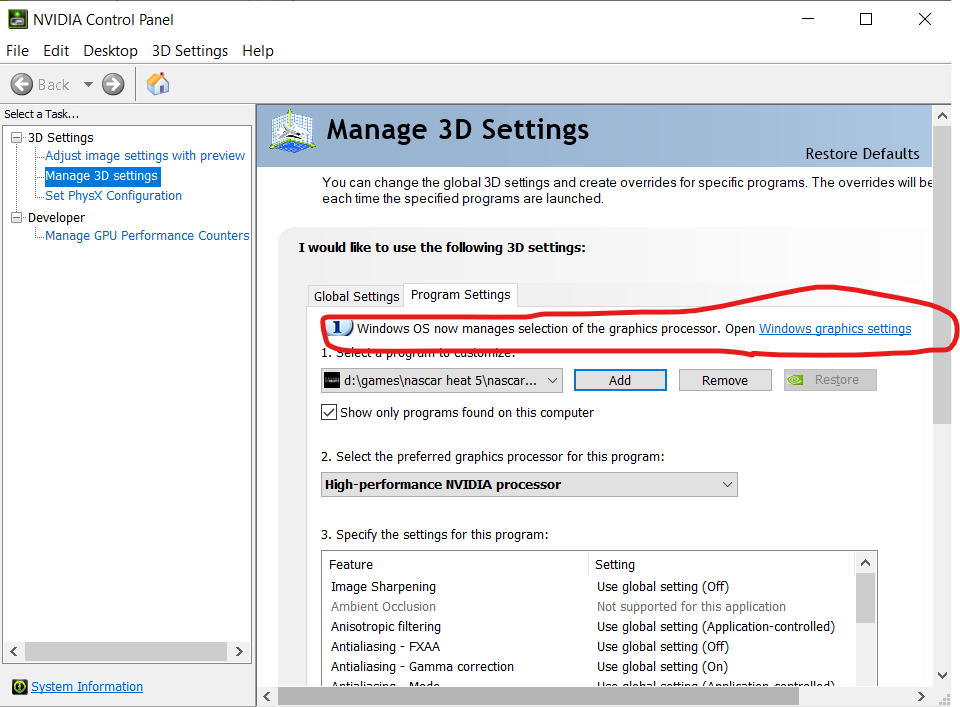 Setting the Preferred Graphics Processor