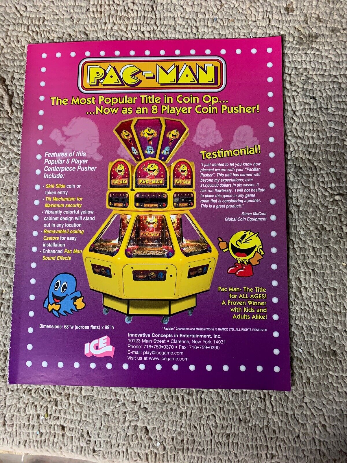 NAMCO - PAC Man Ball - Coin Pusher Manual - 2P Arcade Machine - Coin Operated £ - PicClick UK