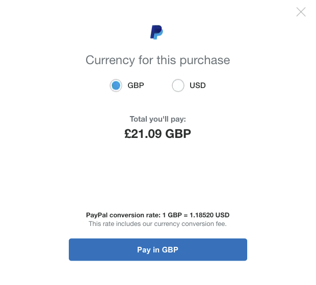 PayPal AUD - GBP exchange rate