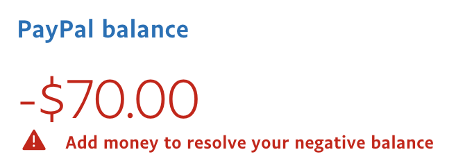 What should I do if my balance is negative? | PayPal AN