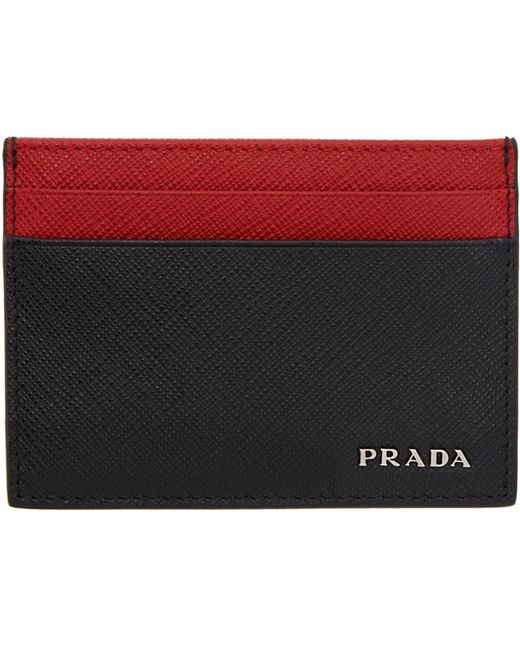 Prada Saffiano leather card holder/ wallet Red ref - Joli Closet