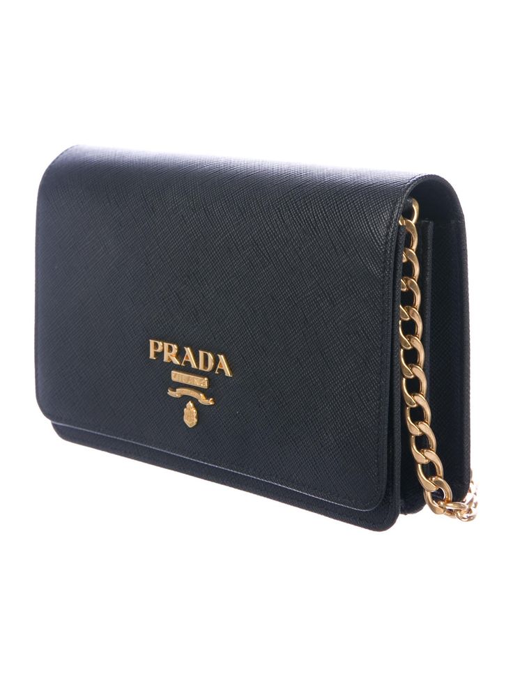 Prada Wallet On Chain Saffiano Leather Black at FORZIERI