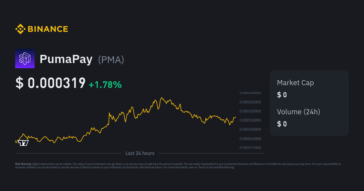 PumaPay Price (PMA), Market Cap, Price Today & Chart History - Blockworks