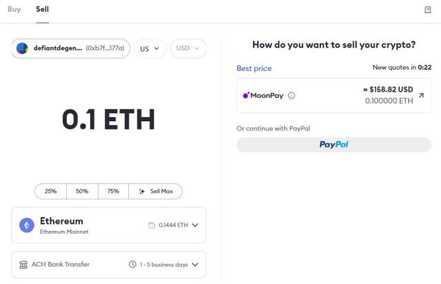 Sell Ethereum ETH the easy way