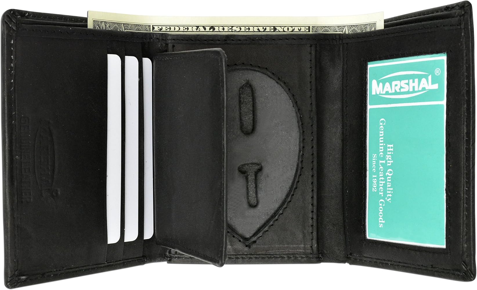 Tri-fold Hidden Badge Wallet in Leather